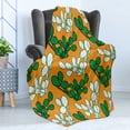 thumbnail image 4 of Succulent Soft Flannel Fleece Throw Blanket, Cartoon Style Illustration of Cactus, Cozy Plush for Indoor and Outdoor Use, 60" x 80", Marigold Jade Green, by Ambesonne, 4 of 5