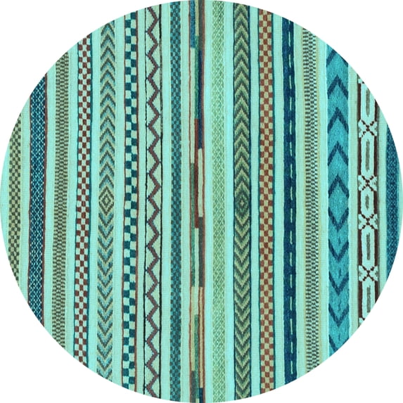 Ahgly Company Indoor Round Abstract Light Blue Modern Area Rugs, 8' Round
