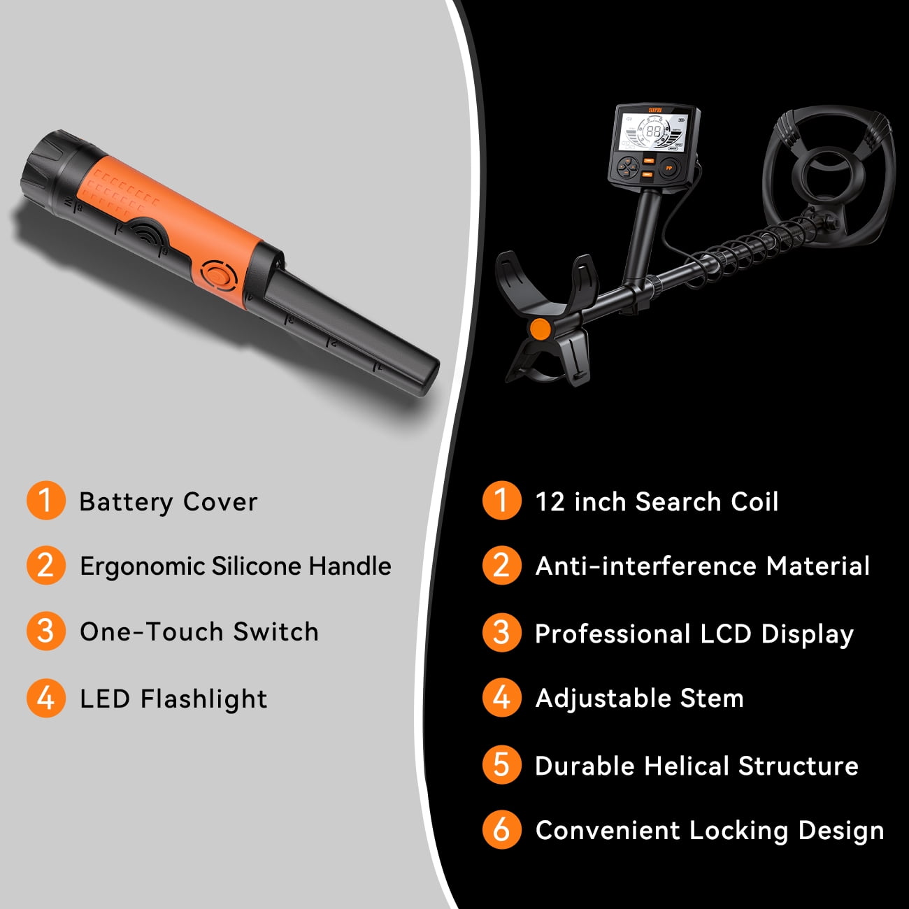 3-in-1 Metal Detector Kit: Metal Detector for Adults with 360° Metal Detector Wand, 5/4 Detection Modes, LCD Display, Anti-Interference, 2 Mode Handheld Pinpointer - Perfect Birthday Gift for Treasur