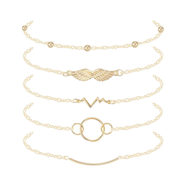 Pulsera de cuentas Ronda Pulsera Combinación Surtido Pulsera de cinco ángeles en capas pulseras de piezas de ala
