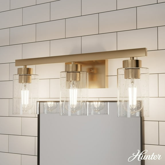 Hunter - Hartland 3-light Alturas Gold, Medium Size Vanity Light, Dimmable, Transitional Style, for Bedrooms, Dining, Living Rooms - 13078