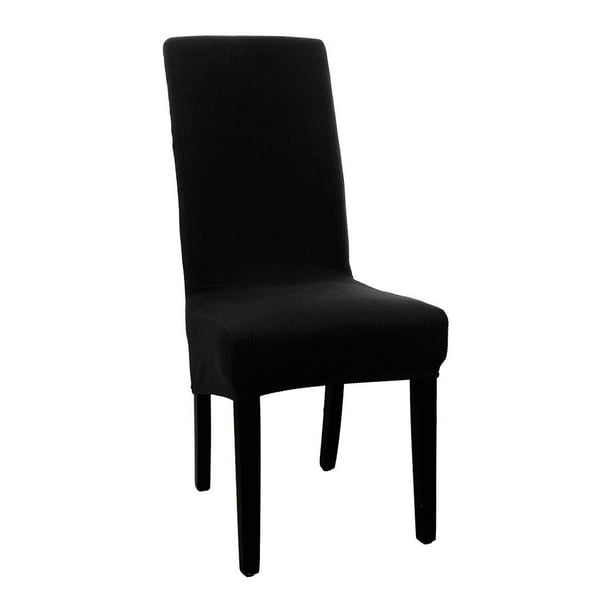 Unique Bargains Stretch Knitted Dining Room Chair Cover Black XL
