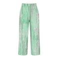 thumbnail image 4 of SELONE Green Loose Pants for Women Plus Size Mid Waist Lounge Pants with Pockets Full Length Trouser Pants Casual Long Beach Pants Pull on Straight Lightweight Comfy XL Tall Breathable Summer Clothes, 4 of 5
