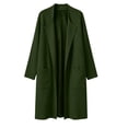 thumbnail image 6 of uublik Trench Coat Women Army Green Long Sleeve Elegant Classic Overcoat Fall Winter Clothing, 6 of 7