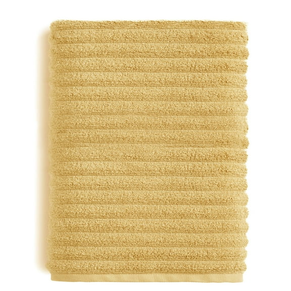 Mainstays Performance Cotton Bath Sheet, Oversized Super Soft Quick Dry Fade Resistant, Textured Yellow