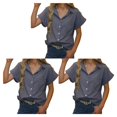 thumbnail image 2 of Minnieouse Camisa de mujer Blusa casual de manga corta con cuello en V con bolsillo Trabajo Playa Vacaciones Verano Top Ropa Accesorios Gris S Gris S 3piezas Minnieouse CBP234834, 2 of 6