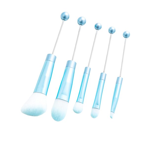 Juego de 5 brochas de maquillaje con cuentas para corrector profesional y contorno DIY Azul