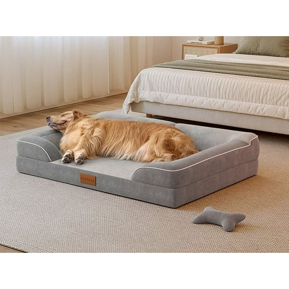 Bestco Orthopedic Dog Bed 36" Waterproof Dog Sofa Bed with Removable Washable Cover Light Gray