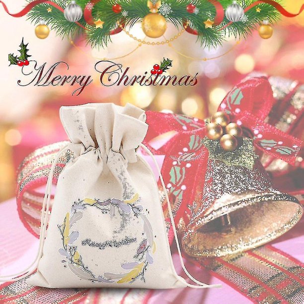 Bolsa de regalo navideña grande YUANXCMXG lona con cordón vintage para fiestas en casa