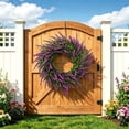 thumbnail image 5 of Artificial Lavender Wreaths for Front Door Outside Summer Spring Wreaths for Front Door Floral Wreath All Season for Wedding Farmhouse Porch Wall Room Home Decor.(11.81In)Wine,1pc, 5 of 6