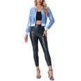 thumbnail image 2 of INSPIRE CHIC Women's Sequin Party Long Sleeve Zipper Up Cropped Bomber Jacket XL Sky Blue, 2 of 5