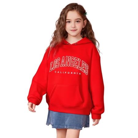 Hoodies Los Angeles City Letter Print Hoodies Casual Long Sleeve Sweatshirts Fall Clothes 12-13 Years Boys Clothes Girls Clothing