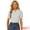 Light Gray, variant on Women's Peter Pan Collar Short Sleeve Button Front Shirts L White