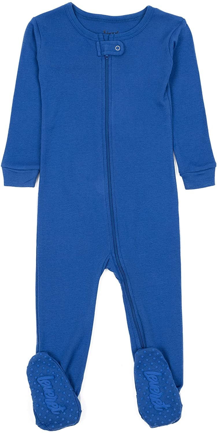 Leveret - Leveret Kids Boys Girls Footed Cotton Pajama Solid Royal Blue ...