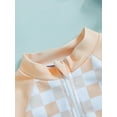 thumbnail image 6 of Suealasg Baby Girls One Piece Swimsuit 3M 6M 12M 18M 24M Long Sleeve Checkered Print Rash Guard Swimwear Sun Hat Infant Summer Bathing Suit Beachwear, 6 of 7