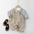 thumbnail image 4 of Pants for Boys Wide Straps Solid Print Denim Bib Overalls with Adjustable Shoulder Straps for Casual Beige 18 Months-24 Months, 4 of 4