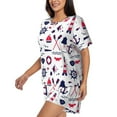 thumbnail image 2 of Bixox Women's Sailing Marine Travel Printed Pajama Set 2 Piece Lounge Set Top and Shorts Soft Pajamas, Shorts with Pockets, 2 of 7