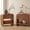 Dark Burl, variant on Vintagearth Nightstand Set of 2, 24" Tall Modern Curved Bedside Table, FSC-Certified Wood End Table, 1 Drawer & 1 Open Storage Shelf, Dark Burl