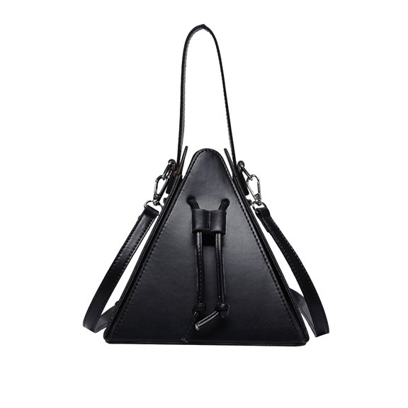 WeDecorBay Triangles Bag Crossbody Bag Personalized Handbag Lightweight Faux Leather Adjustable Strap Versatile Daily Commuting Shopping Dating Small Item Storage Black,Free Size