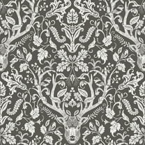 Chesapeake Kiwassa Antler Damask Brown, Prepasted Easy Walls Wallpaper 56.4 Sq. ft