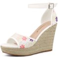 thumbnail image 1 of BLISSFUL STEP Espadrilles Plateforme en Dentelle pour Femmes Talons Compensés Fleur Violette Sandales 5.5 m US, 1 of 6