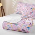 thumbnail image 4 of jejeloiu Cartoon Unicorn Initial J Twin Quilt Set For Girls,Rainbow Star Monogram Art Twin Coverlet Set For Kids,2pcs, 4 of 7