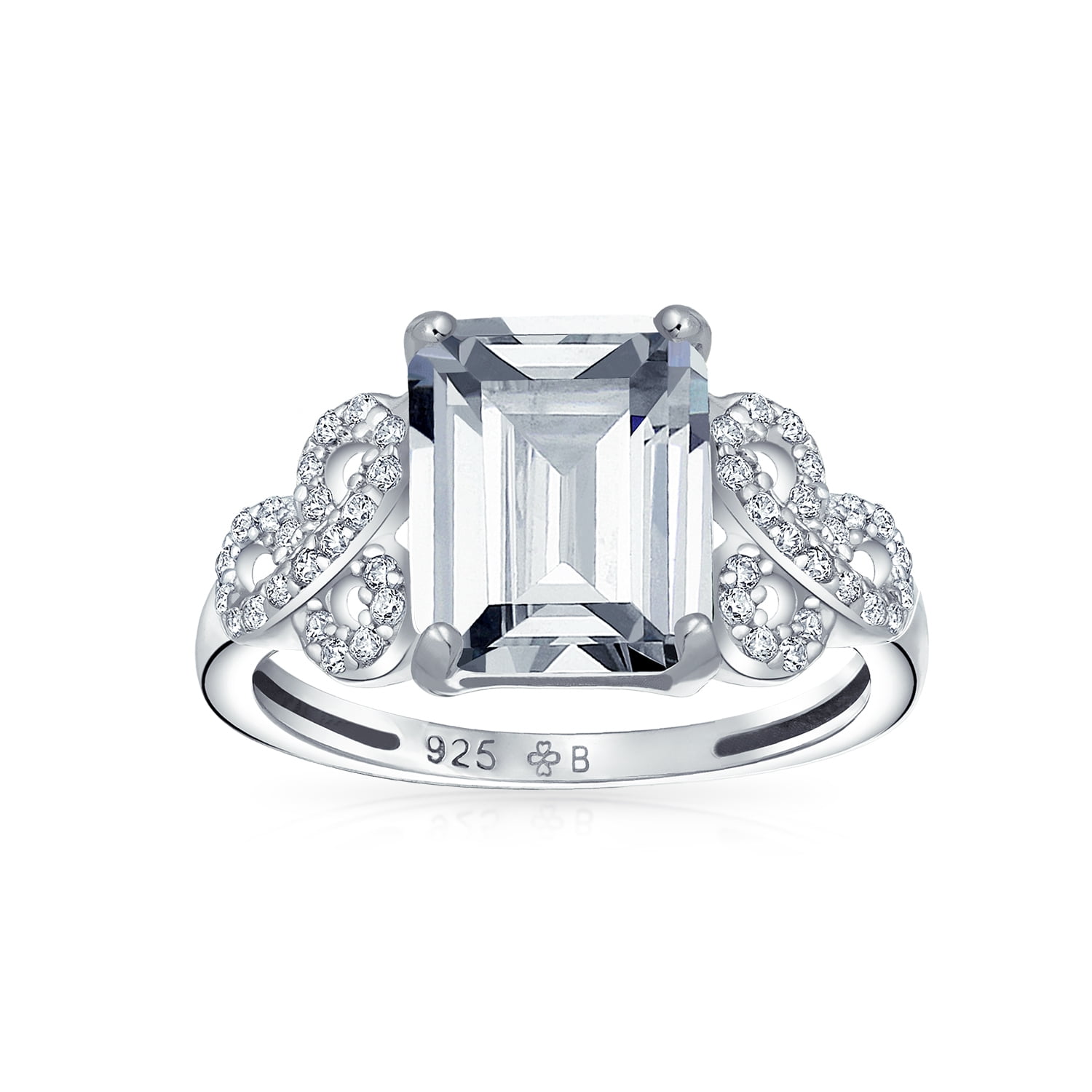 Platinum Plated AAA CZ Zirconia Square Cushion Halo Engagement Ring Romantic 