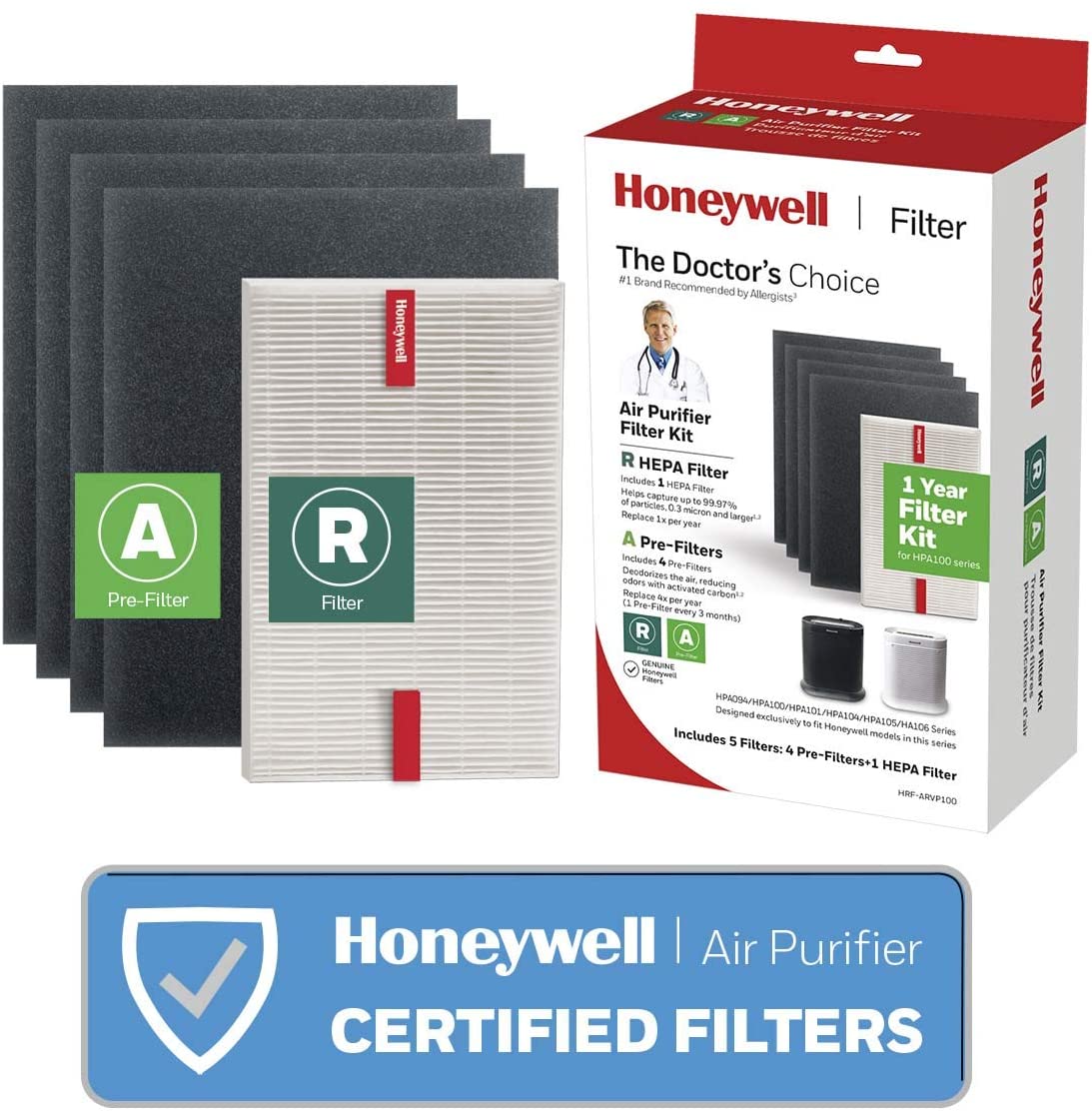 Honeywell True HEPA Filter Value Combo Pack for HPA100 Series Air