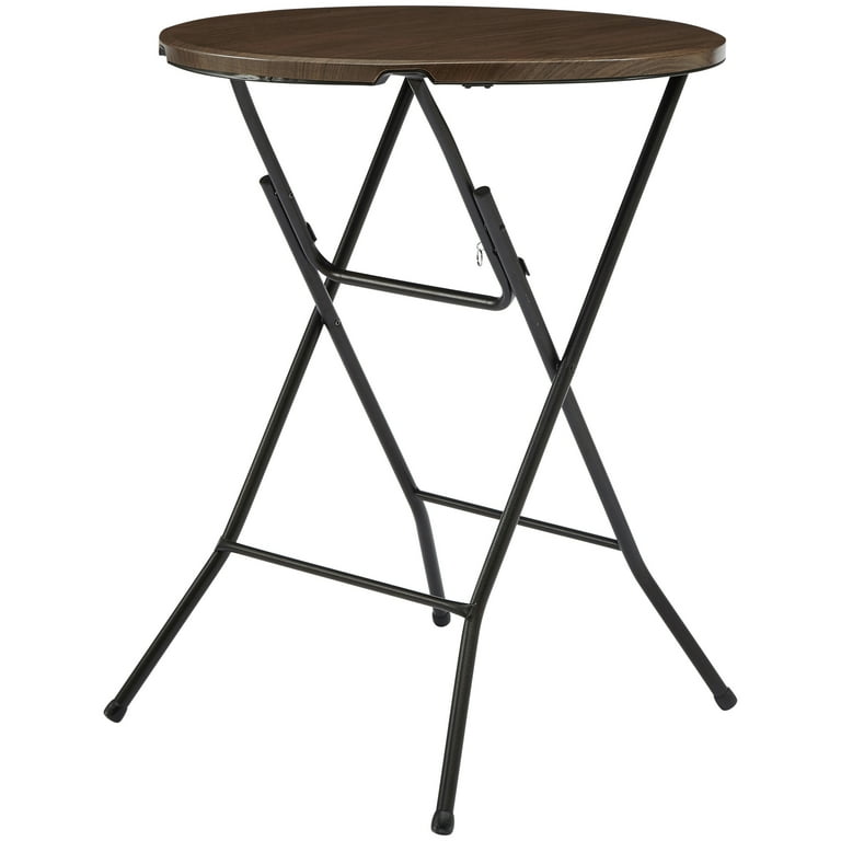 Mainstays Round High Top Folding Table Walnut 31 in