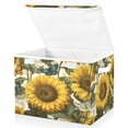 thumbnail image 2 of WOBOGO Cyan Butterfly Sunflower Large Collapsible Storage Box Flip Lid Fabric Decorative Organizer Container Basket with Handles 16.5×12.6×11.8in, 2 of 7