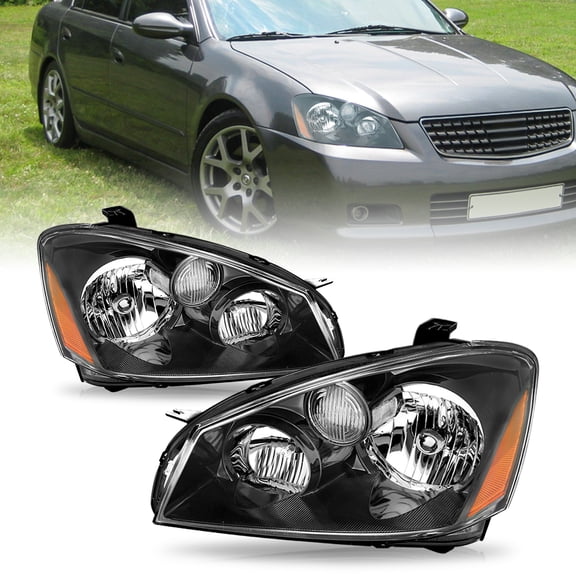 For 2005-2006 Nissan Altima Sedan 4Dr Black Headlights Assembly 05-06 Lamps Pair