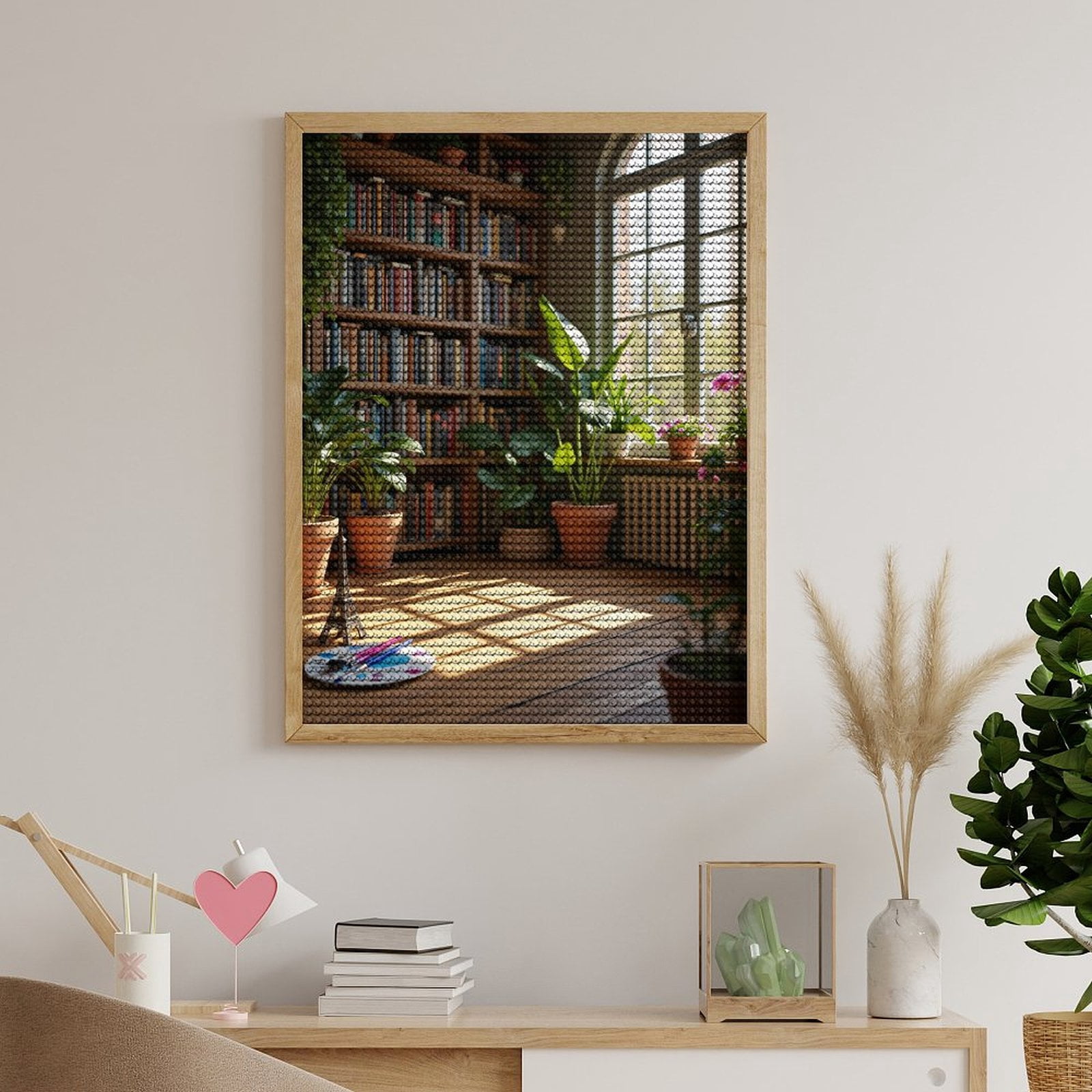 Diamond Art Kits for Adults, Books Plants Sunlit Room Decor 5D Diamond Painting Kits for Adults Beginners, DIY Full Drill Diamond Painting, Gem Art and Crafts 12x16