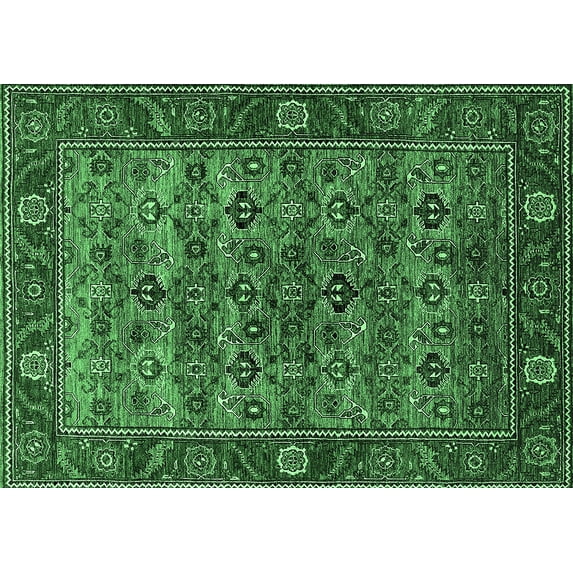 Ahgly Company Indoor Rectangle Oriental Emerald Green Industrial Area Rugs, 7' x 10'