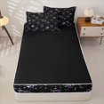 thumbnail image 4 of Homewish Purple Bowknot Zipper Full Size Comforter Sets with Fitted Sheet and 2 Pillowcases,Watercolor Cute Rhombus Pattern Zipper Bedding Set For Kids Girl,Black Reversible,4 Pieces, 4 of 7