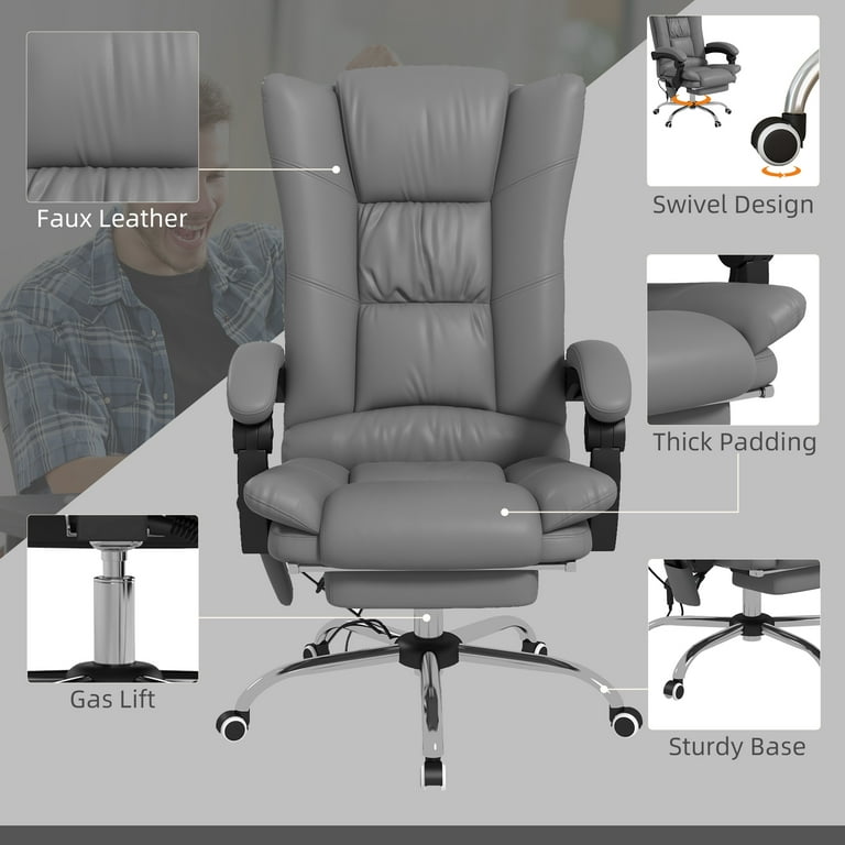 Vinsetto Full Back Desk Vibration Massage Office Chair with Heat and Footrest, Gray - Walmart.com Vinsetto Full Back Desk Vibration Massage Office Chair with Heat and Footrest, Gray - Walmart.com