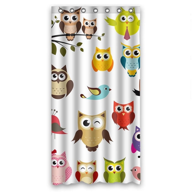 ABPHQTO Art Owl Cortina de ducha de poliéster impermeable y ganchos Tamaño 90x180 cm ABPHQTO shuling30-36x72