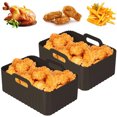 thumbnail image 1 of 2PCS Dual Air Fryer Silicone Pots Rectangle Air Fryer Liner Baskets for Ninja Foodi DZ201 DZ401 8 to 10 QT Easy Cleaning Food Safe Air Fryer Accessories, 1 of 7