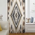 thumbnail image 6 of Boho Black Brown Sheer Curtains 54 Inches Long, Vintage Geometric Southwestern Ethnic Light Filering Curtains, Breathable Simi Curtain Privacy Drapes for Kitchen Bathroom Small Window Treatment, 6 of 9