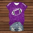 thumbnail image 4 of Game Day T-Shirts Women Sequin Football Love Heart Printed Short Sleeve Crewneck Tops 2025 Trendy Casual Classic Fit Tees Z002-Purple L, 4 of 5