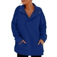 thumbnail image 1 of Pisexur Sweat à Capuche Zippé pour Femmes Mode Automne Manches Longues Couleur Unie Col Rabattu Chandail en Molleton Ample Léger avec Poches, 1 of 5
