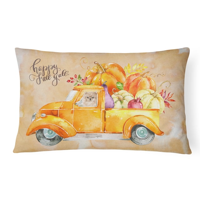 Carolines Treasures CK2674PW1216 Automne Récolte Tissu de Toile Pomeranian Coussin Décoratif