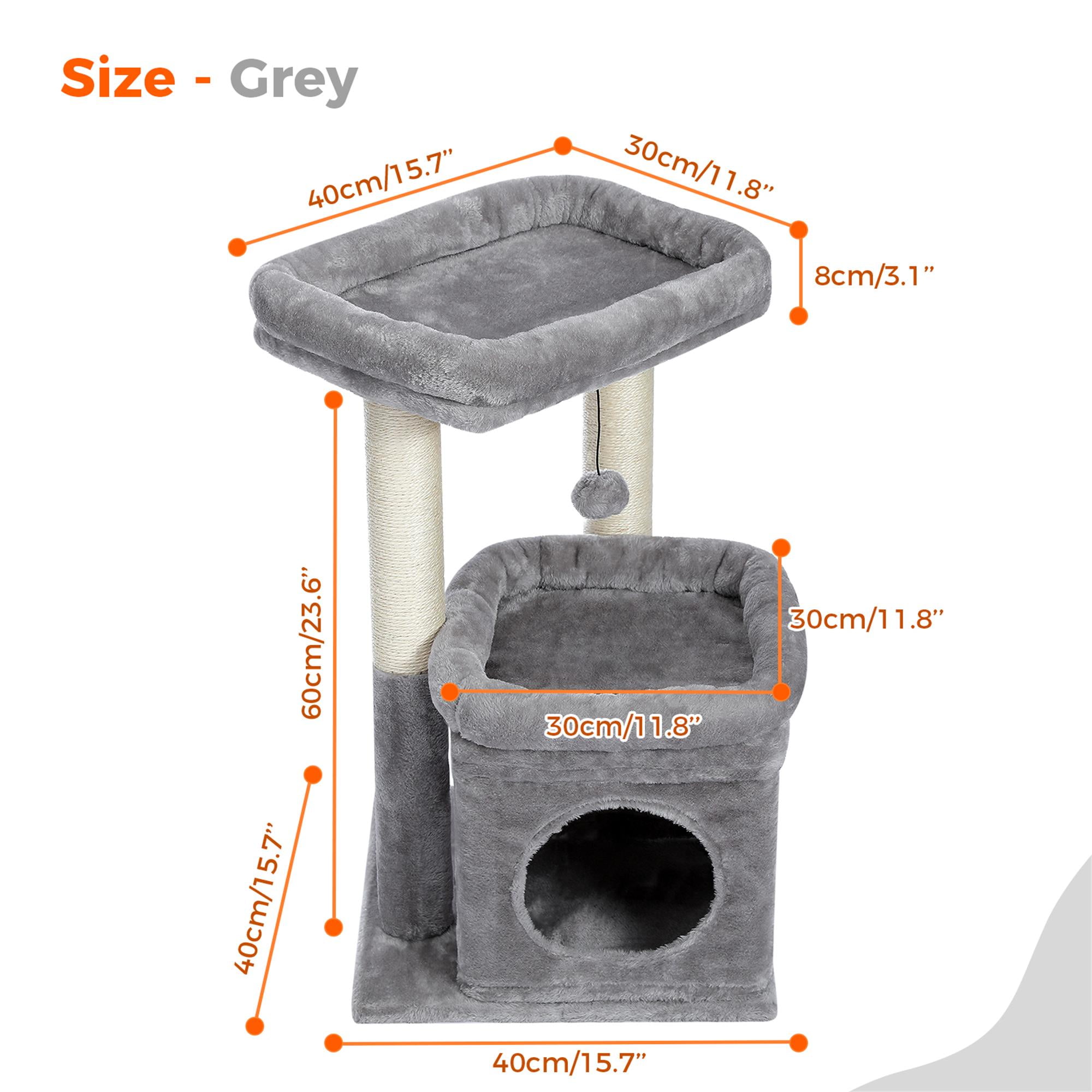 Pefilos 27" Cat Tree Tower for Indoor Cats with Private Cozy Cat Condo, Natural Sisal Scratching Posts and Plush Pom-pom for Small Cats, Gray Pefilos 27" Cat Tree Tower for Indoor Cats with Private Cozy Cat Condo, Natural Sisal Scratching Posts and Plush Pom-pom for Small Cats, Gray