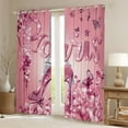 thumbnail image 2 of Pink High Heel Shoes Curtains Women Eiffel Tower Paris Style 30%-50% Blackout Curtains Dreamy Glitter Butterfly Curtains Princess Bedroom Bedroom Romantic Themed Window Curtains,84"Wx63"L, 2 of 5