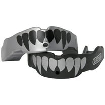 Battle Sports Adult Fang Mouthguard 2-Pack with Straps - Silver/Black