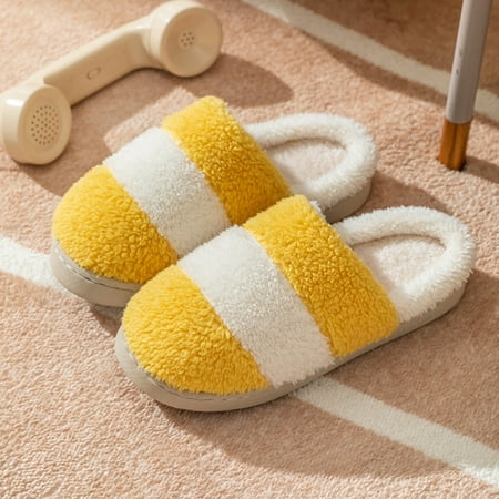 

uikmnh Warm Slippers Winter Couples Women Warm Home Baotou Plush Soft Bottom Comfortable Solid Color Flat Cotton Mop 6.5
