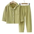 thumbnail image 4 of Splozh Toddler Lounge Set Boys and Girls Pajama Set Casual Solid Color Home Clothes for Boys and Girls 2 Piece Pajamas,Green,2-3 Years, 4 of 4