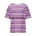 thumbnail image 2 of Ashirexll Women's T-shirts, Womens Short Sleeve Tops, Women Oversized T-shirt Striped Short Sleeve Crew Neck Shirt Casual Loose Drop Shoulder Summer Going Out Top, 2 of 7