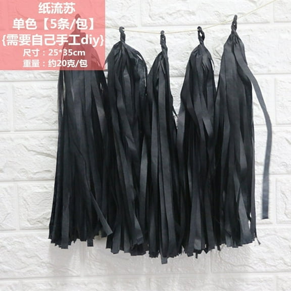 Nvzi -b Black Tassel Garland 25 Pcs, Tissue Paper Tassels Garland Banner for Party Birthday Wedding Decoration Baby Shower Table Decor