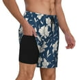 thumbnail image 2 of Kdxio Lilies Flowers Print Men's Swim Trunks with Compression Liner 7 Inch Inseam Quick Dry Swim Shorts, 2 of 7