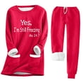thumbnail image 1 of DPTALR Ensemble pour Femmes à Col Rond avec Poche, Isolation en Peluche Épaissie, Haut à Manches Longues et Pantalon en Peluche, 1 of 4